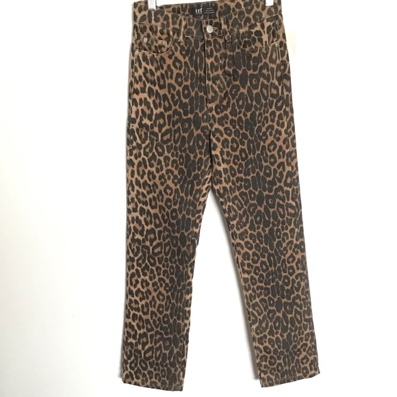 NWT Zara Straight-leg Leopard Print Jeans - Picture 5 of 7